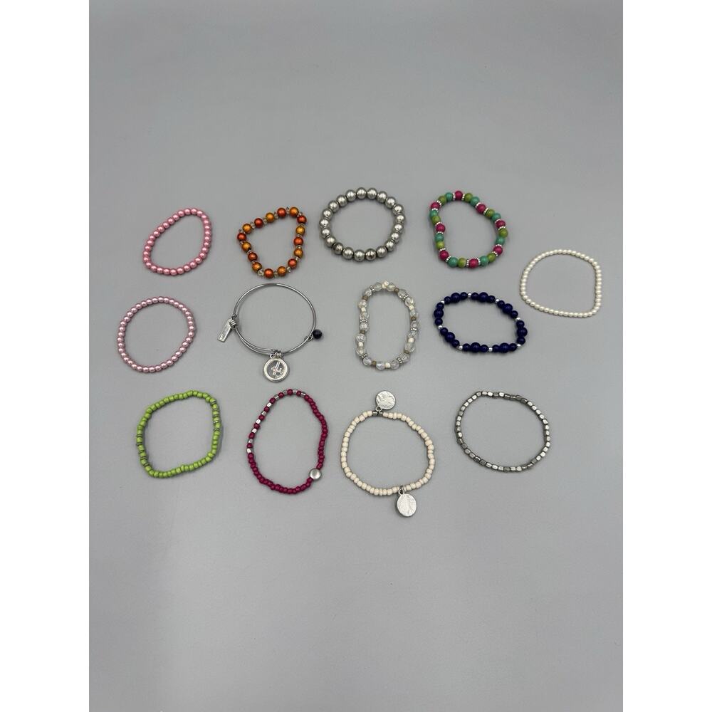 Mixed Lot of 13 Beaded Bracelets Assorted Multicolor‎